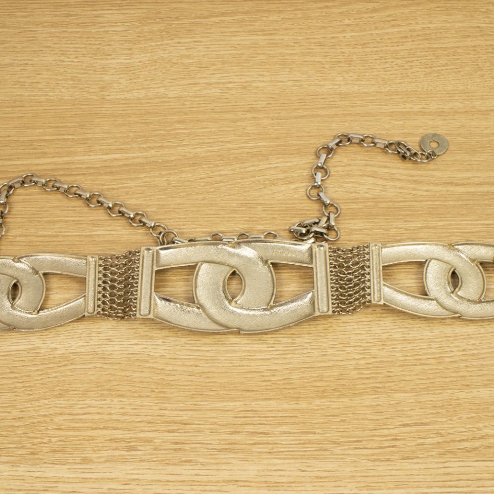 Chico's Gold Metal Chain Mesh Belt Gem